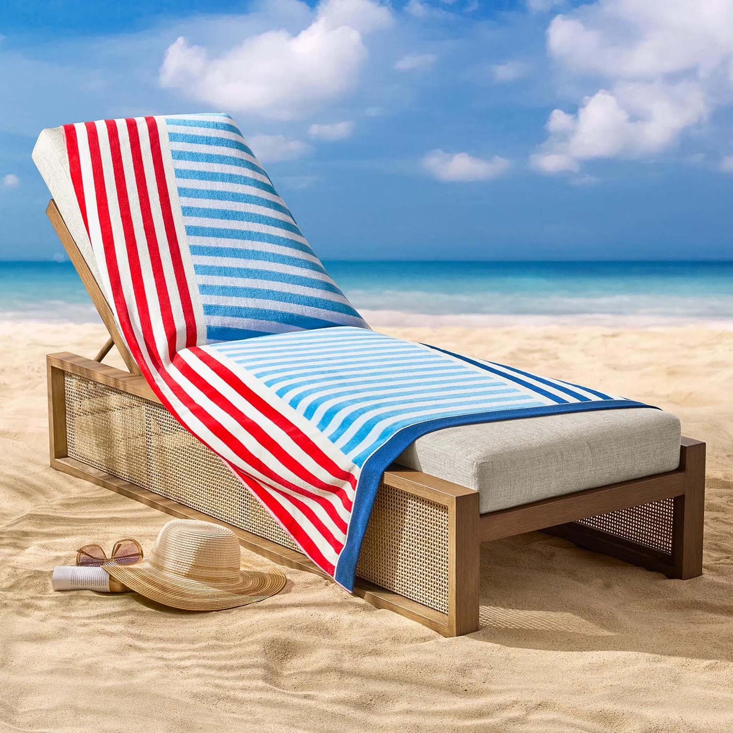Personalized 40 x 72 in. Striped Blue-Red Beach Towel, product view