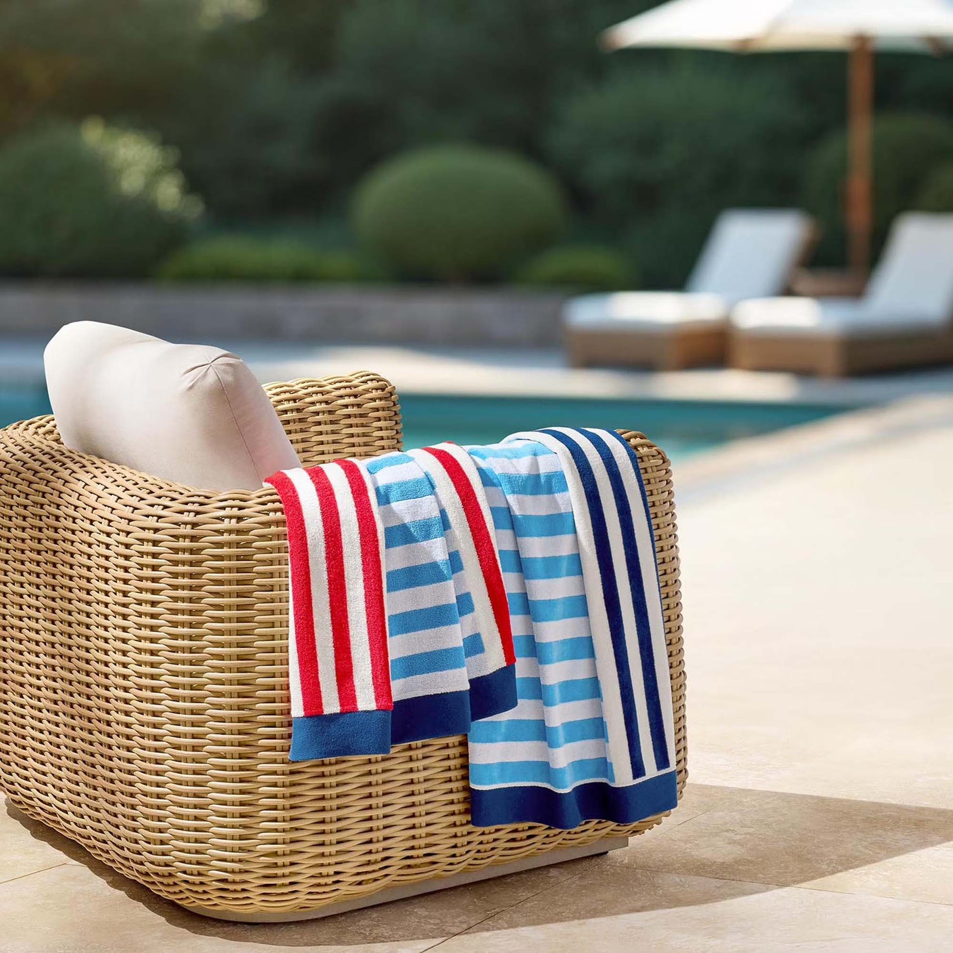 Personalized 40 x 72 in. Striped Blue-Red Beach Towel, alternate product view 2