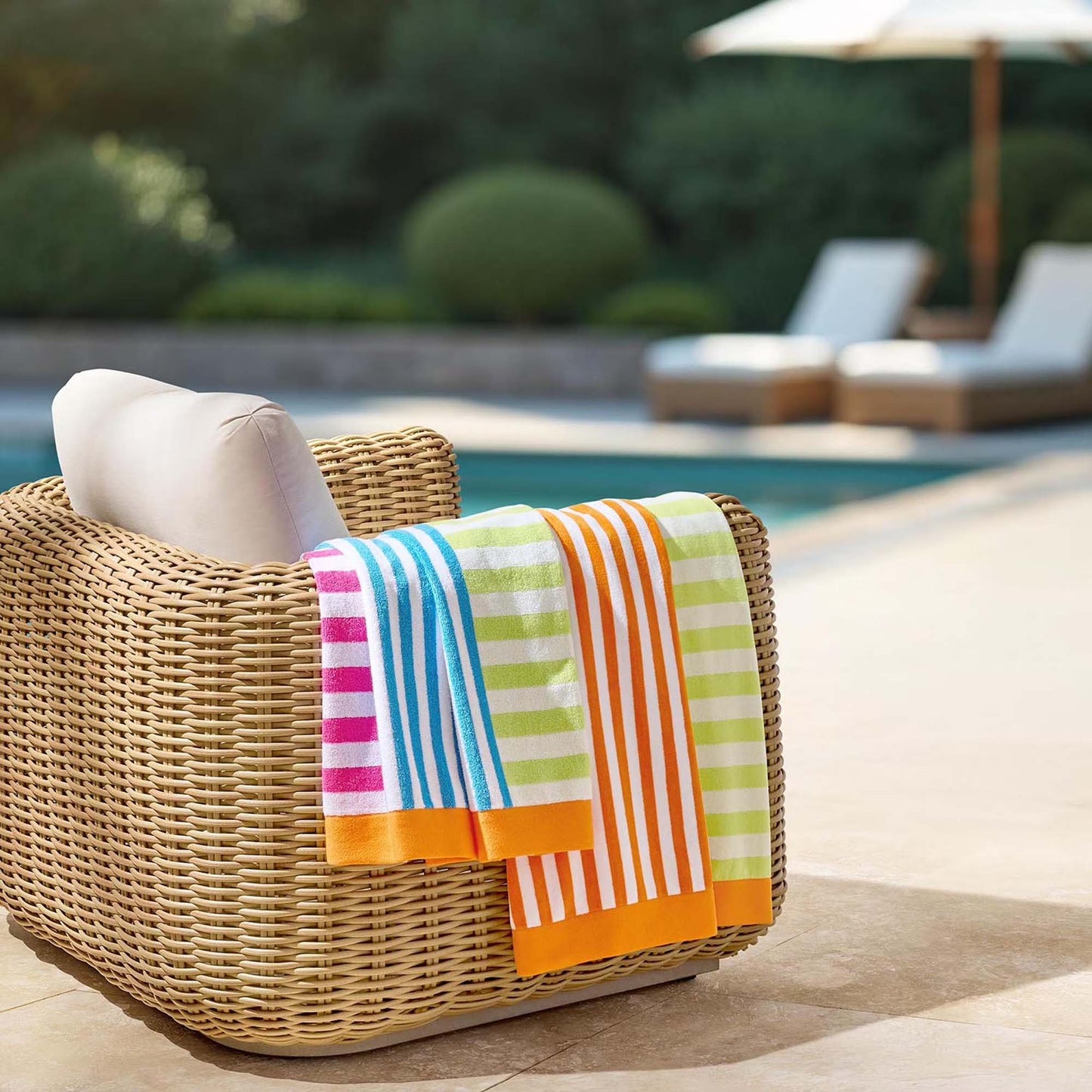 Personalized 40 x 72 in. Stripe Pink-Org Beach Towel, alternate product view 2