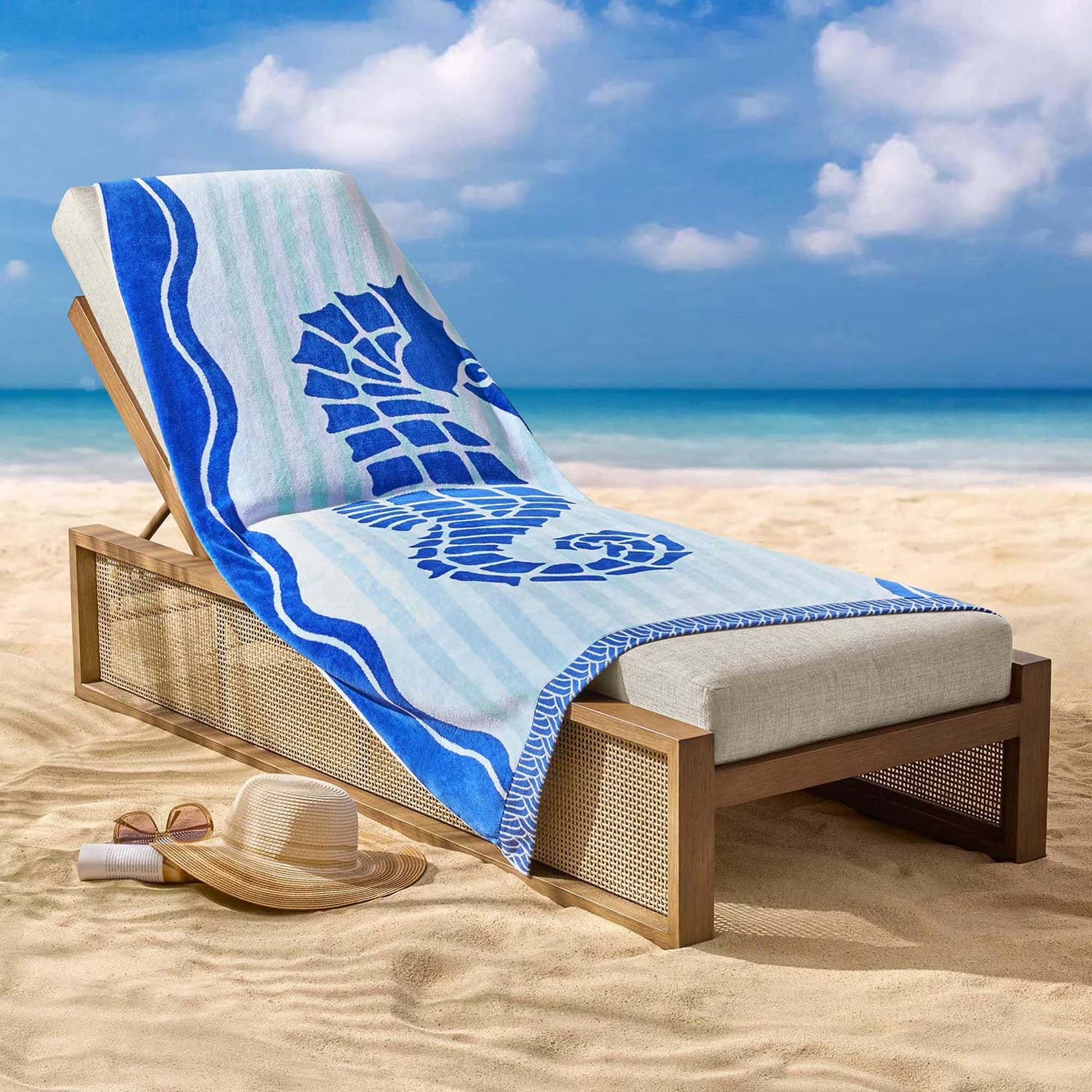 Personalized 40 x 72 in. Seahorse Beach Towel, product view