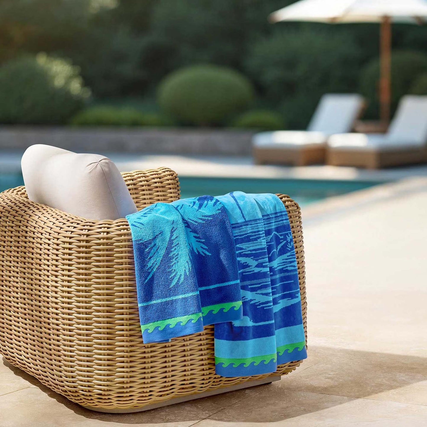 Personalized 40 x 72 in. Blue Palm Trees Beach Towel, alternate product view 2
