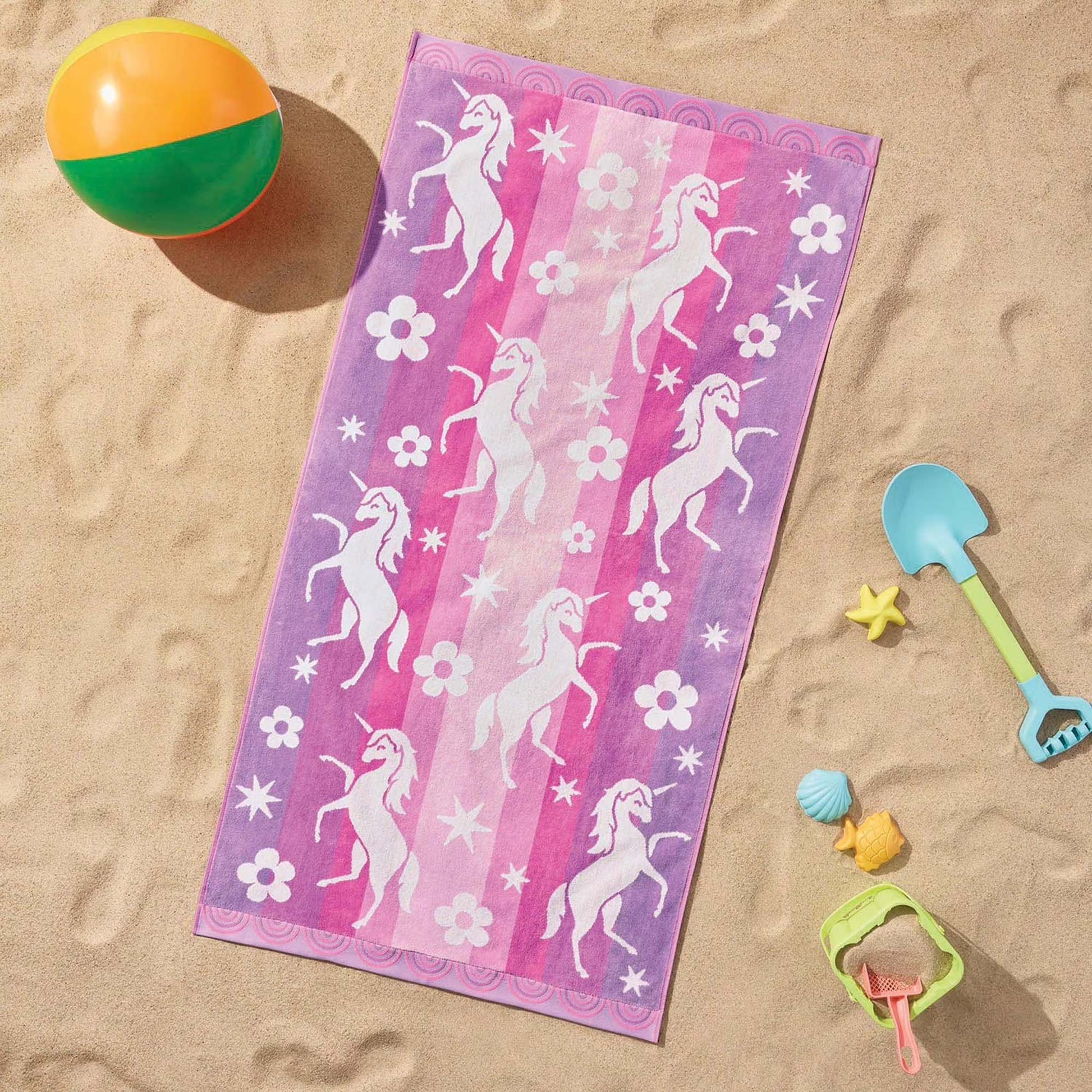 Personalized 30 x 60 in. Prancing Unicorns Beach Towel, product view