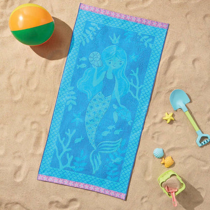 Personalized 30 x 60 in. Blue Mermaid Beach Towel, product view