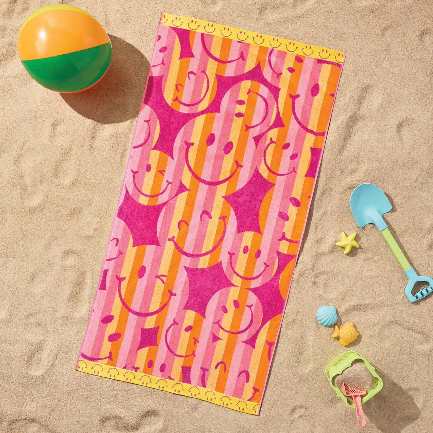 Personalized 30 x 60 in. Happy Faces Beach Towel, product view