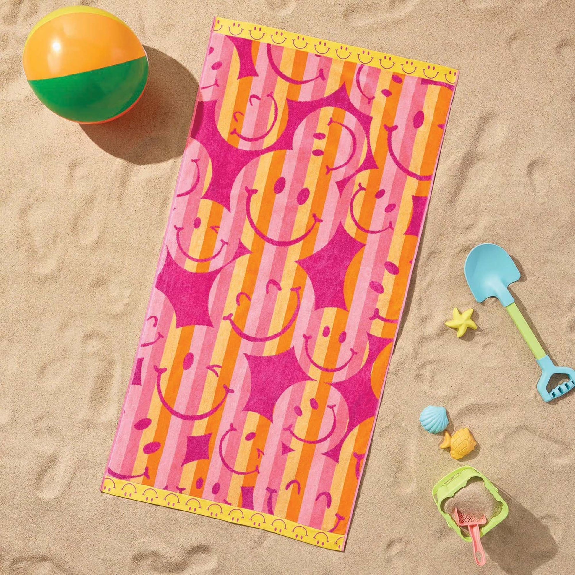 Personalized 30 x 60 in. Happy Faces Beach Towel, product view