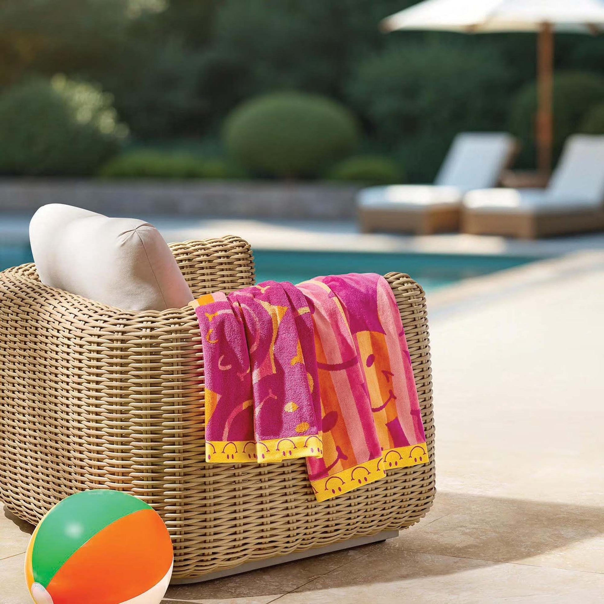 Personalized 30 x 60 in. Happy Faces Beach Towel, alternate product view 1
