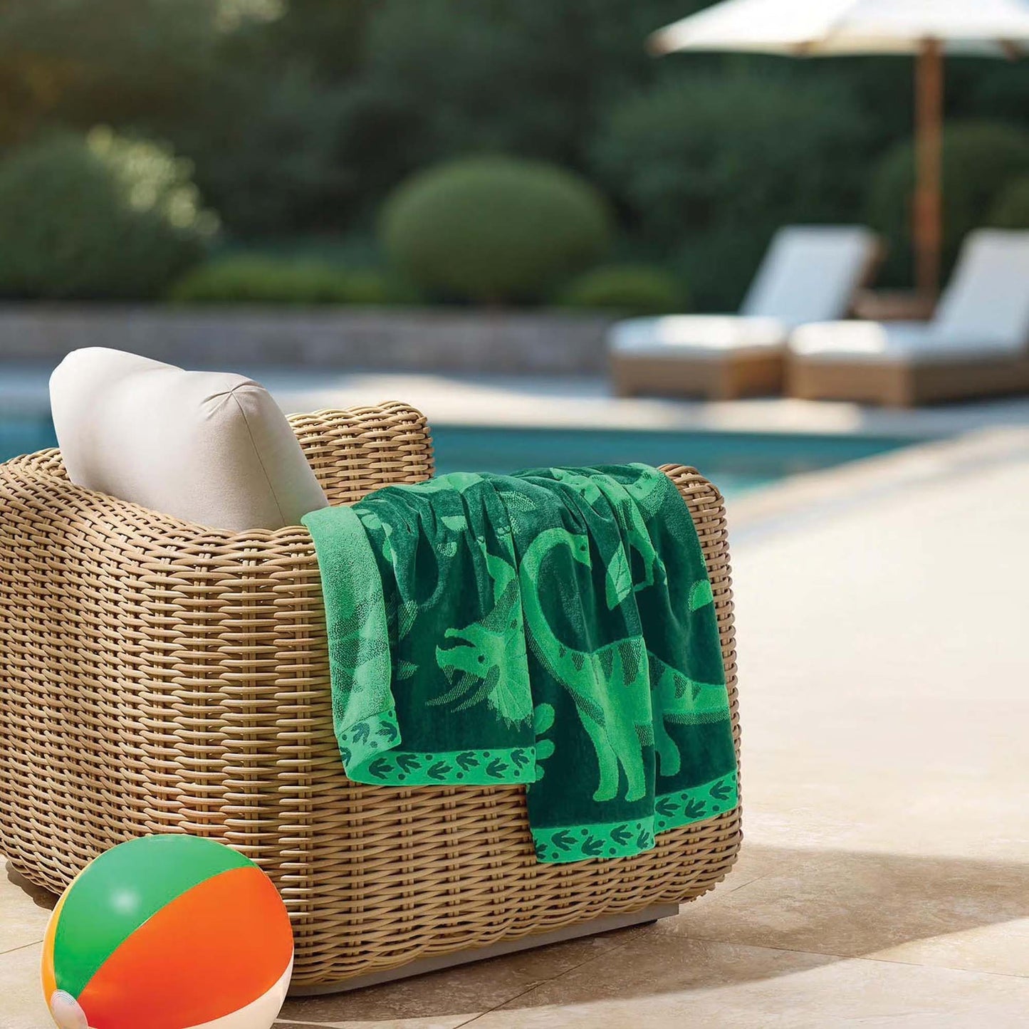 Personalized 30 x 60 in. Green Dinosaurs Beach Towel, alternate product view 1