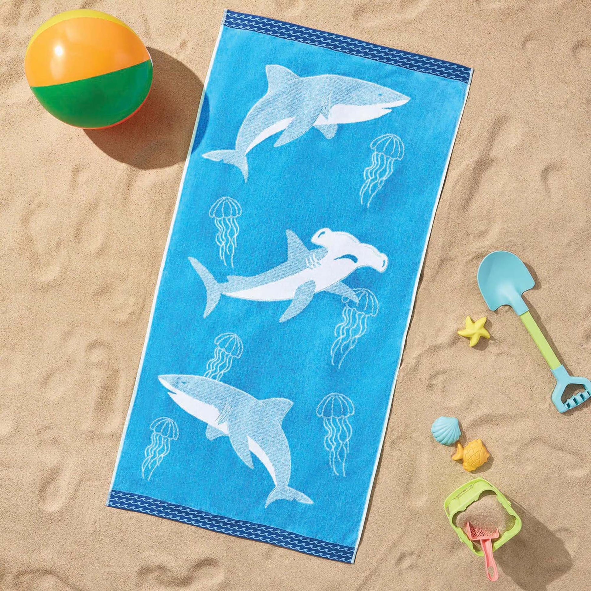 Personalized 30 x 60 in. Shark & Jellyfish Beach Towel, product view
