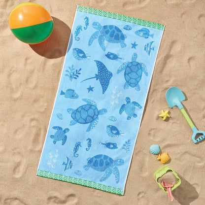 Personalized 30 x 60 in. Sea Life Beach Towel, product view