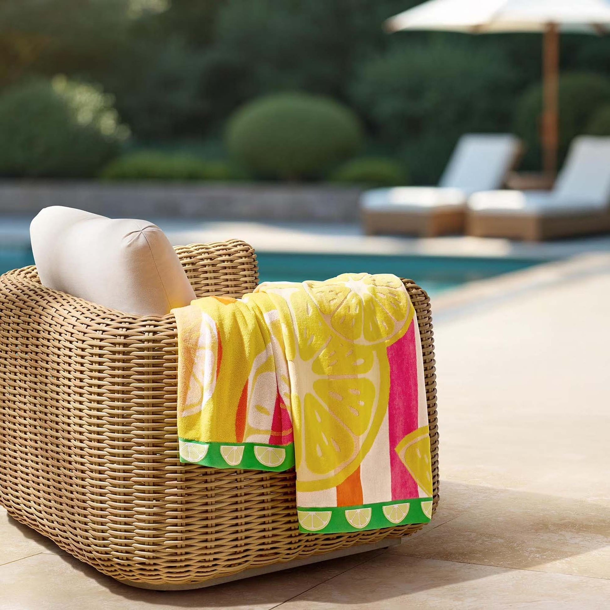 Personalized 40 x 72 in. Lemon Stripe Beach Towel, alternate product view 1