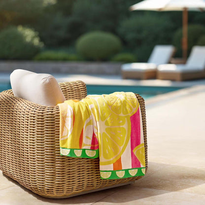 Personalized 40 x 72 in. Lemon Stripe Beach Towel, alternate product view 1