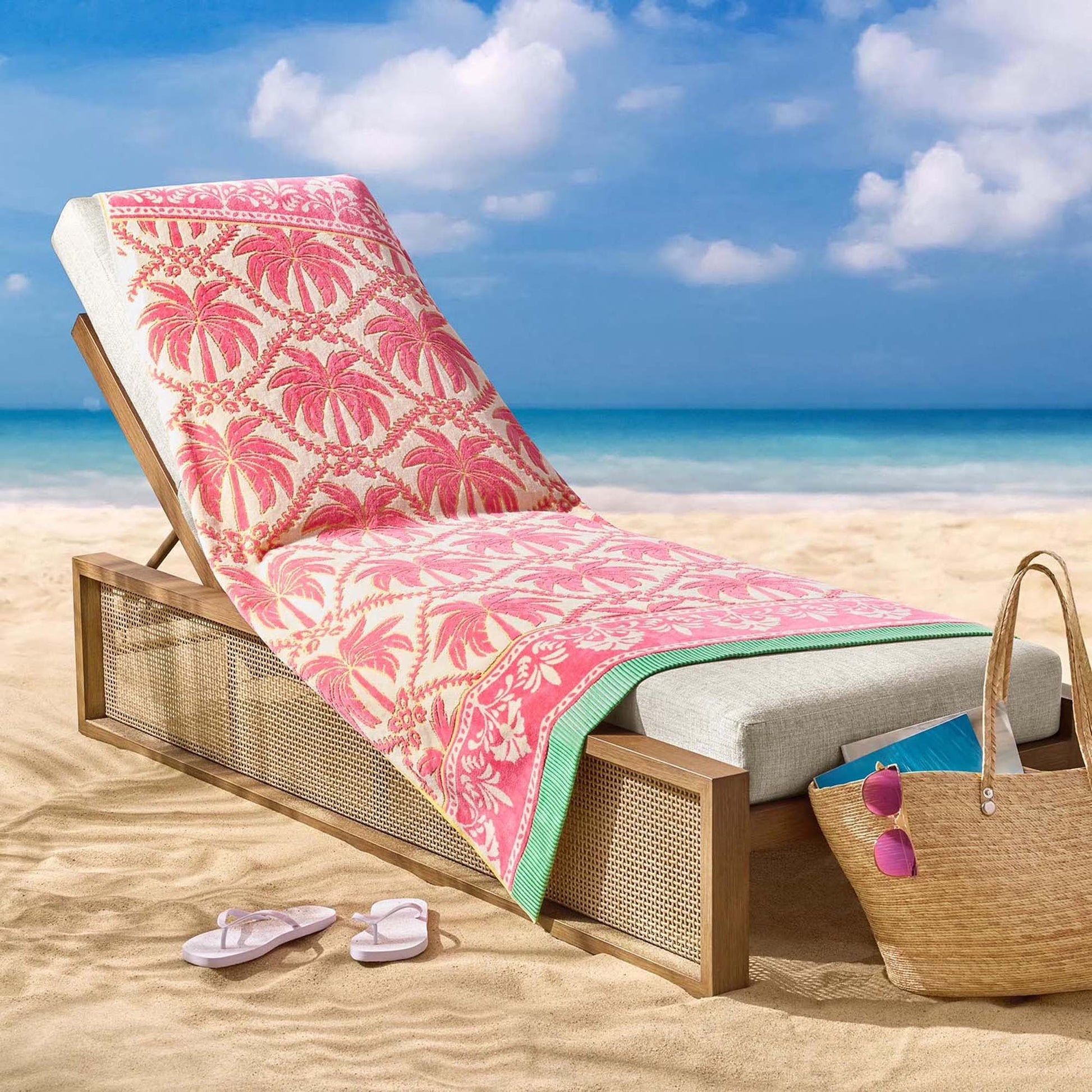 Personalized 40 x 72 in. Pink Palm Trees Beach Towel, product view