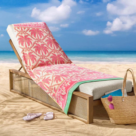 Personalized 40 x 72 in. Pink Palm Trees Beach Towel, product view