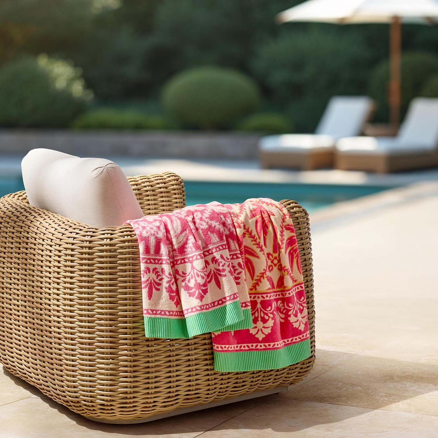 Personalized 40 x 72 in. Pink Palm Trees Beach Towel, alternate product view 1