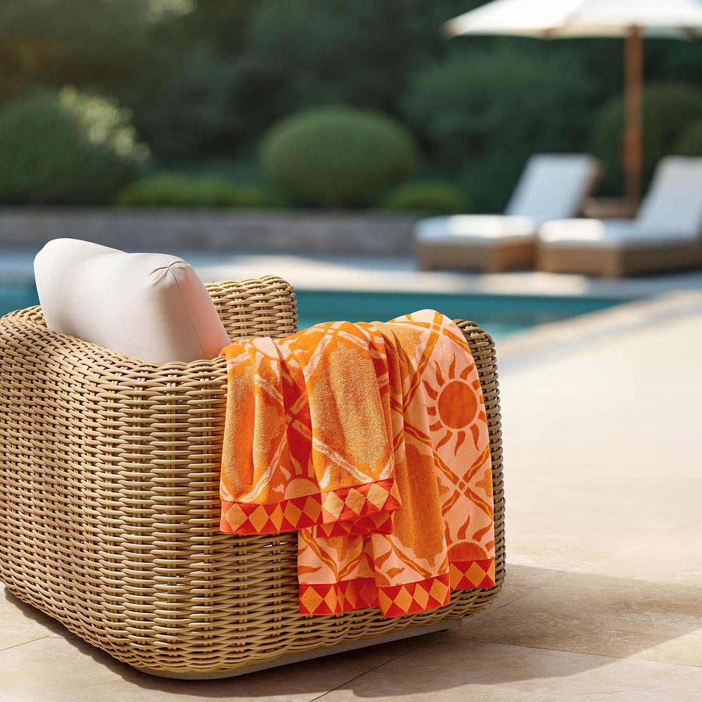 Personalized 40 x 72 in. Orange Suns Beach Towel, alternate product view 1