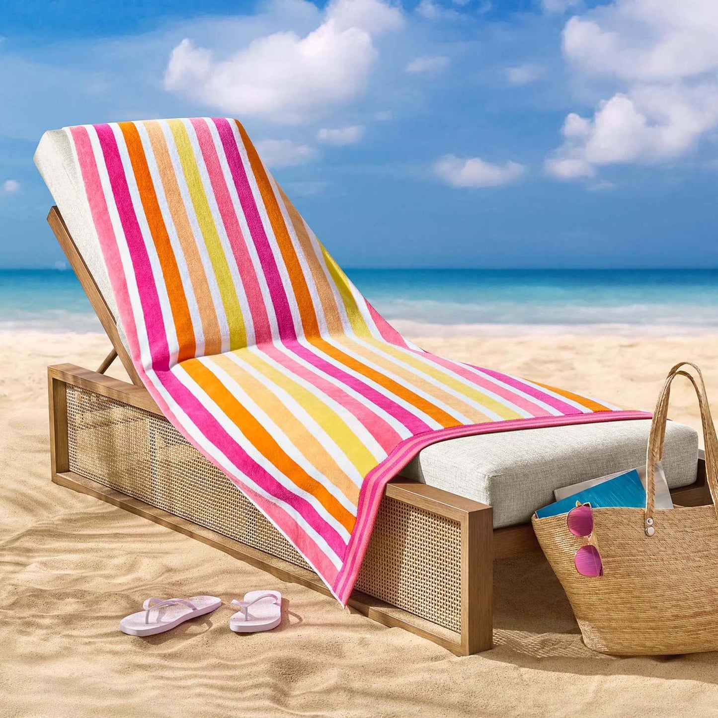 Personalized 40 x 72 in. Cabana Pink St Beach Towel, alternate product view 1