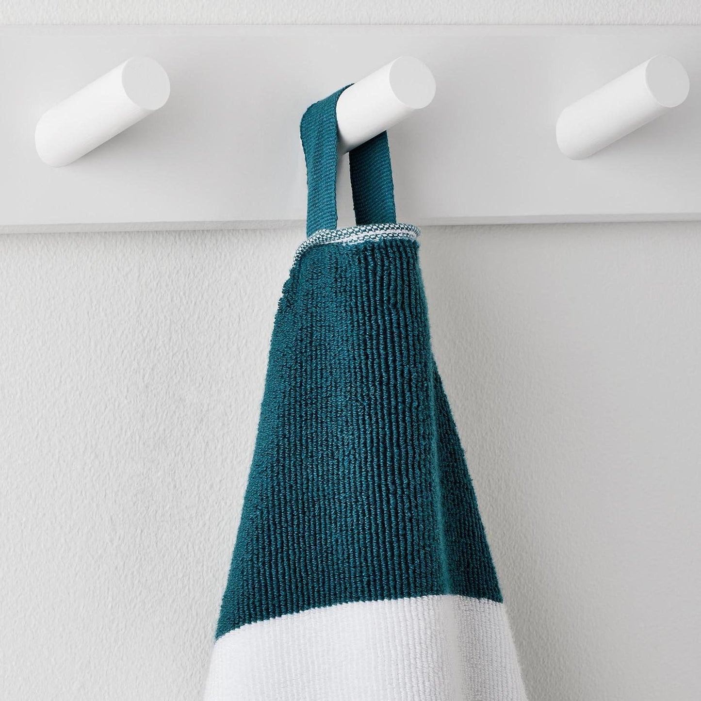 Personalized teal striped oversized beach towel 40 x 72 inches folded view