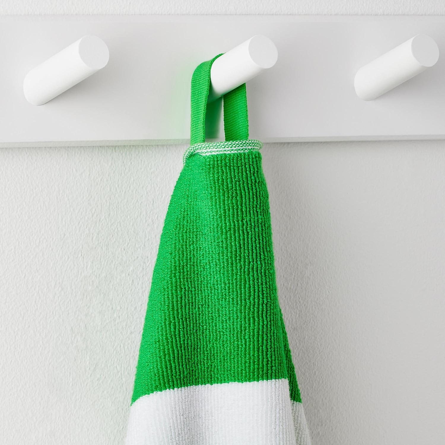 Personalized green striped oversized beach towel 40 x 72 inches folded view