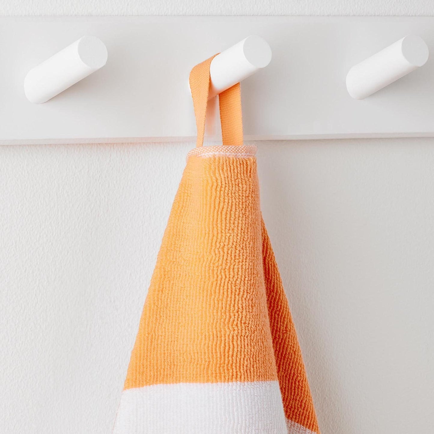 Personalized peach striped oversized beach towel 40 x 72 inches folded view