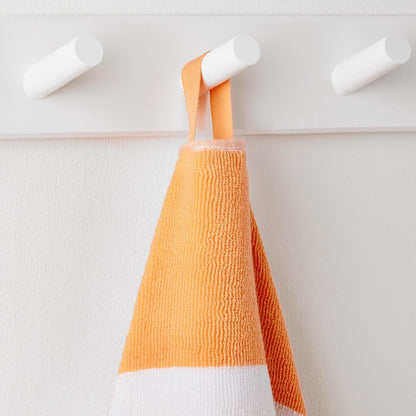 Personalized peach striped oversized beach towel 40 x 72 inches folded view