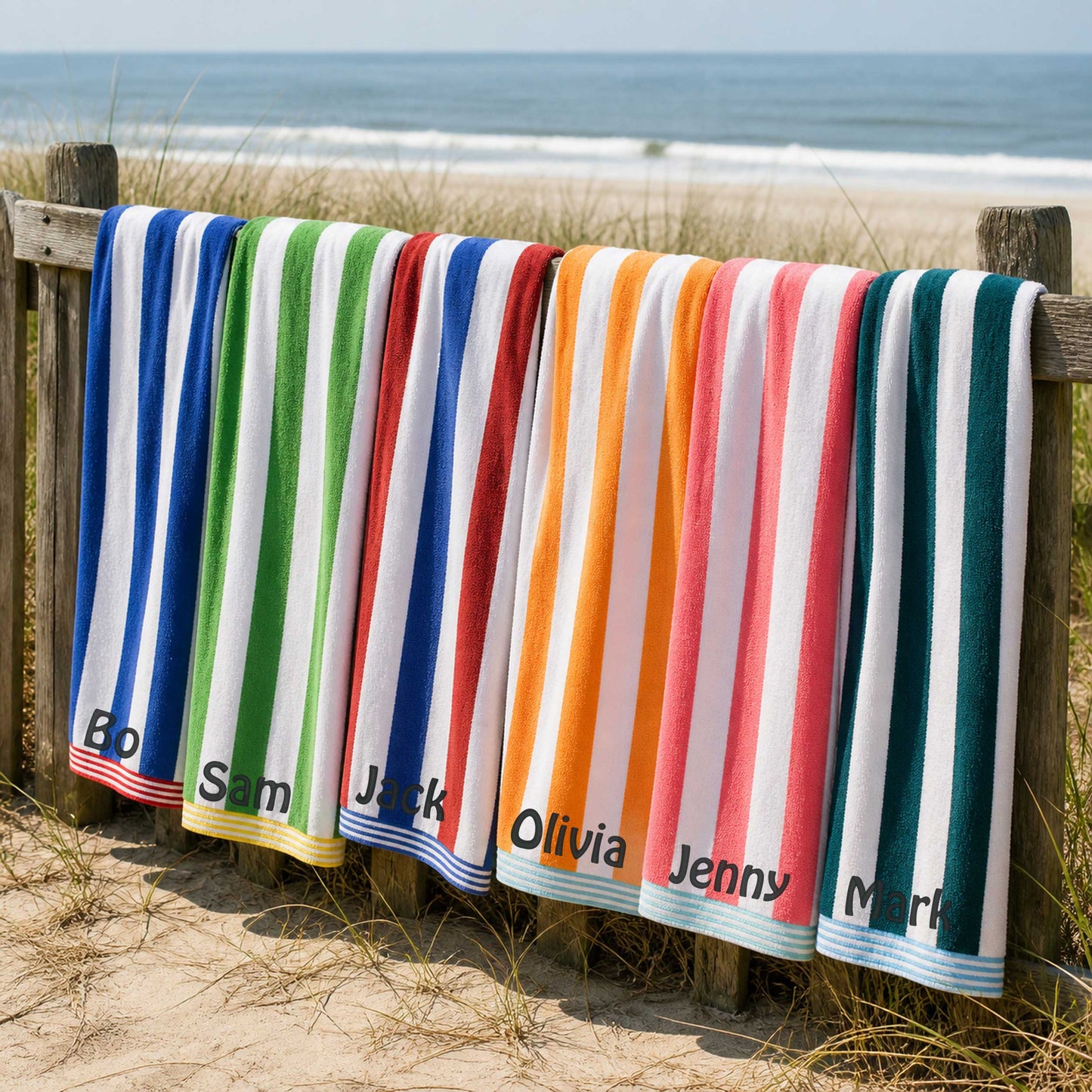 Personalized Cabana Stripe Oversized Beach Towel 40 x 72 in