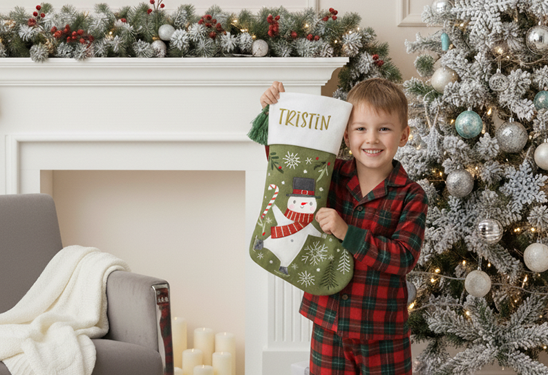 Personalized Snowman stocking by Stephen Joseph
