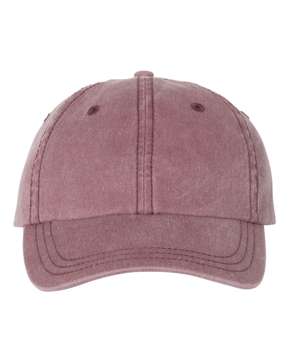 Solid dusty rose unstructured dad hat with pigment-dyed finish and no visible embroidery.