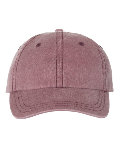 Solid dusty rose unstructured dad hat with pigment-dyed finish and no visible embroidery.
