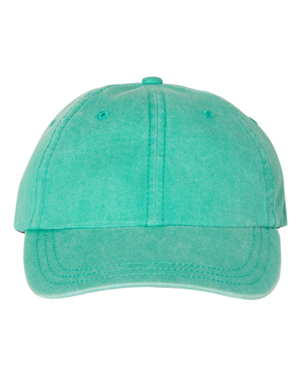 Teal pigment-dyed unstructured dad hat with a washed finish and curved brim.
