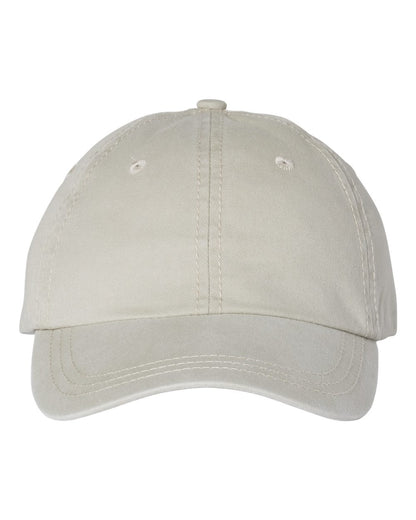 A plain, light beige unstructured dad hat with no visible embroidery or logos.