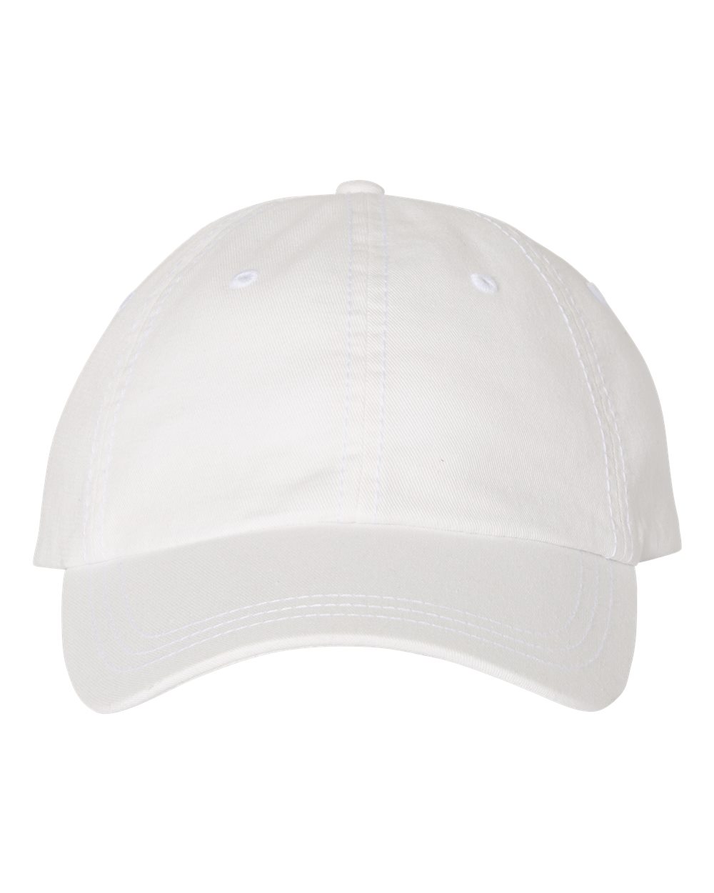 White unstructured dad hat with pigment-dyed finish and no visible embroidery.