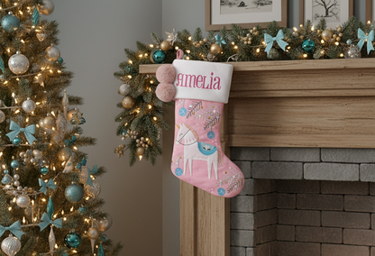 Personalized Unicorn stocking by Stephen Joseph