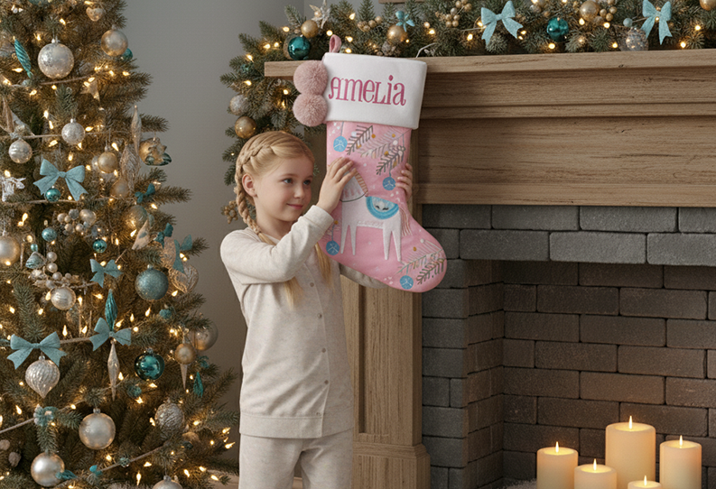 Personalized Stephen Joseph Embroidered Holiday Stocking, Unicorn