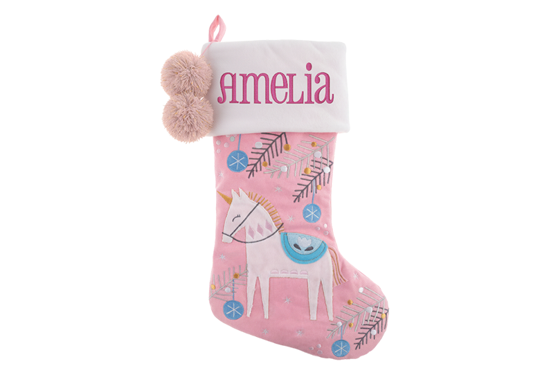 Personalized Stephen Joseph Embroidered Holiday Stocking, Unicorn