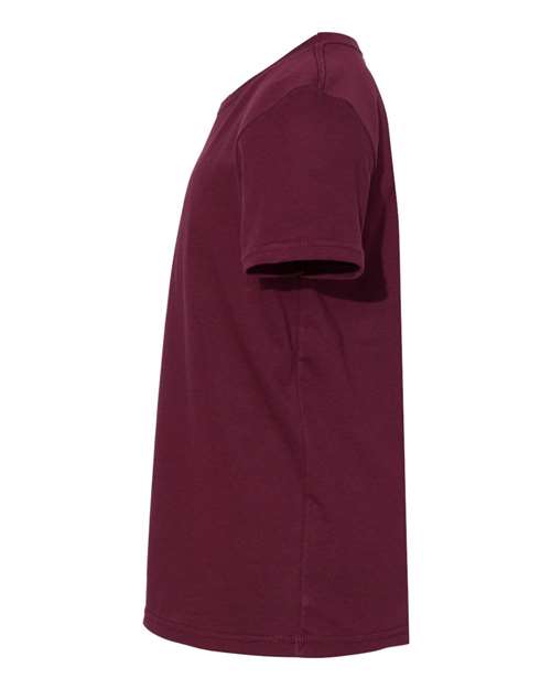 Bella + Canvas 3001 maroon cotton t-shirt, side view