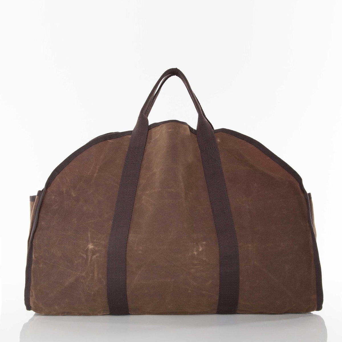 Personalized Waxed Log Carrier for Cozy Firesides, Khaki personalized front