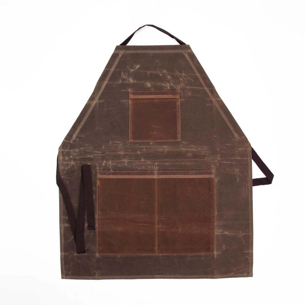 Personalized Waxed Apron for Cooking and Crafting, Olive personalized front