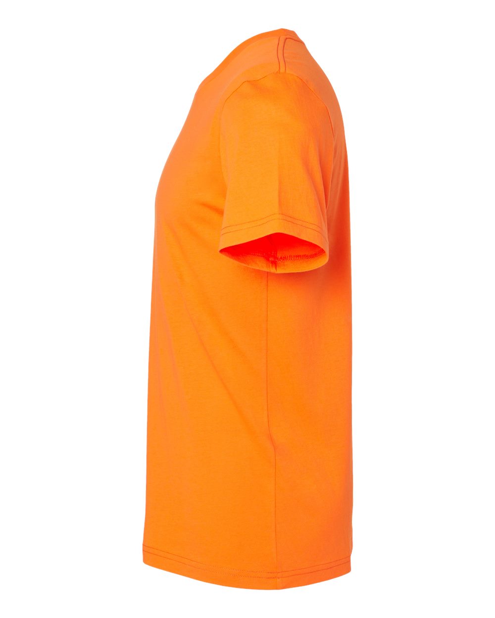 Bella + Canvas 3001 neon orange t-shirt, side view