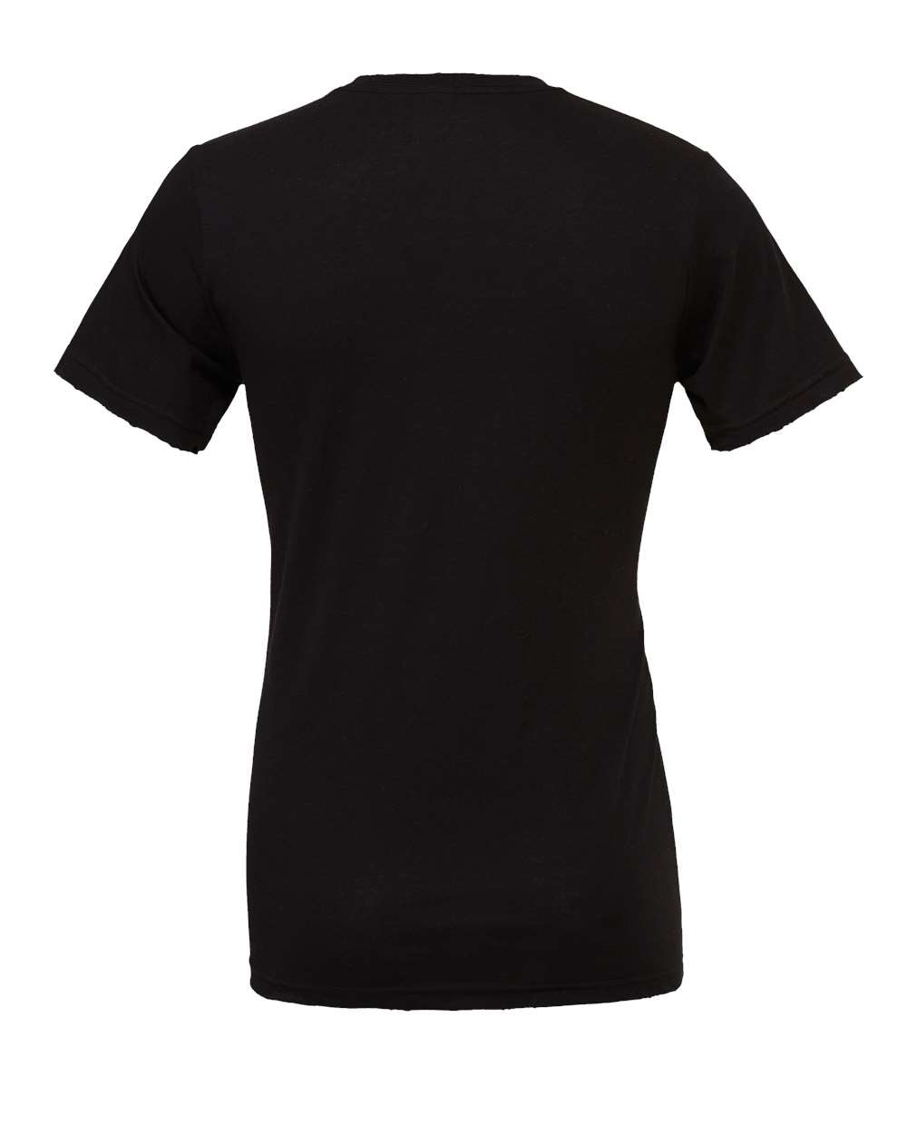 Bella + Canvas 3001 solid black blend t-shirt, back view