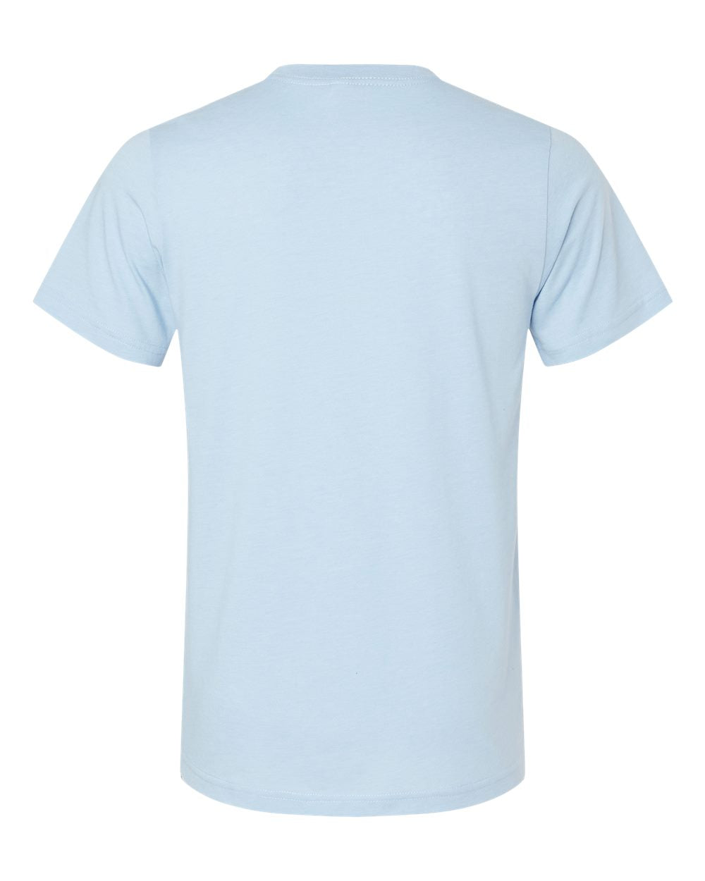 Bella + Canvas 3001 heather baby blue t-shirt, back view