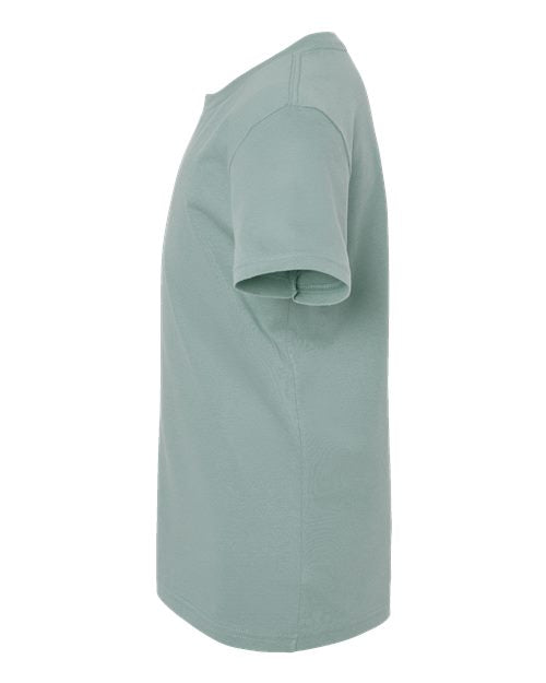 Bella + Canvas 3001 dusty blue cotton t-shirt, side view