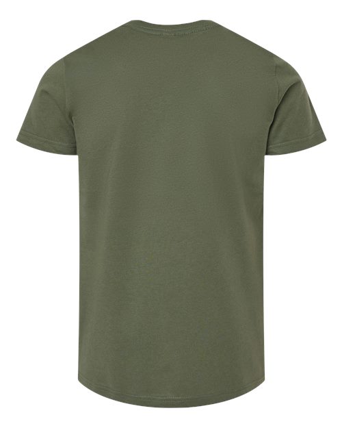 Bella + Canvas 3001 military green cotton t-shirt, back view