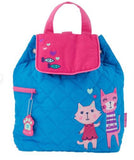 Stephen Joseph Embroidered Quilted Backpack for Toddlers, Teal Cats