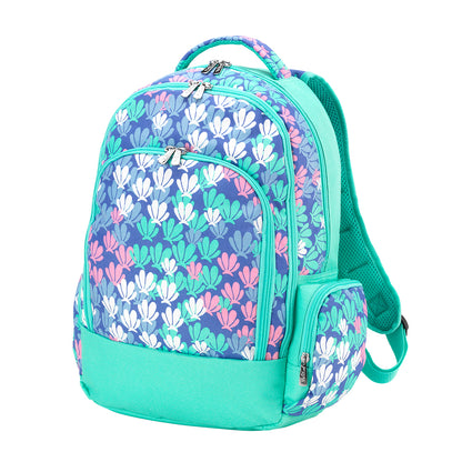 Mermazing backpack with multicolor mermaid-tail print and mint trim
