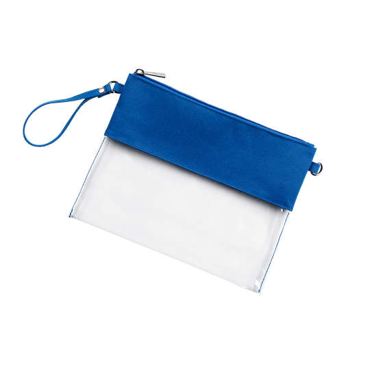 Personalized Clear Stadium Approved Crossbody Purse, Clutch, Wristlet, Concert In Royal Blue