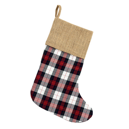 plaid burlap Christmas stocking, product view 2