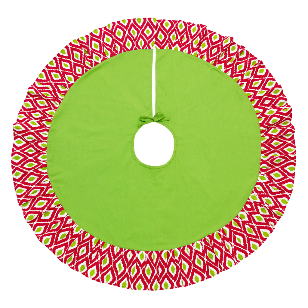 Red & Green Ikat Holiday Tree Skirt