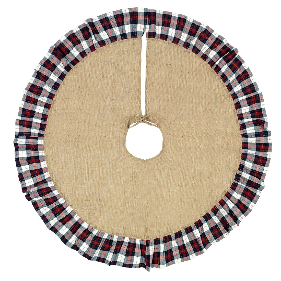 Burlap & Plaid Ruffled Holiday Tree Skirt