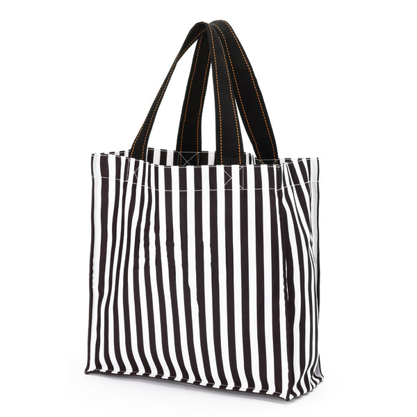 Halloween Trick or Treat Tote Bag with Black and White Stripes