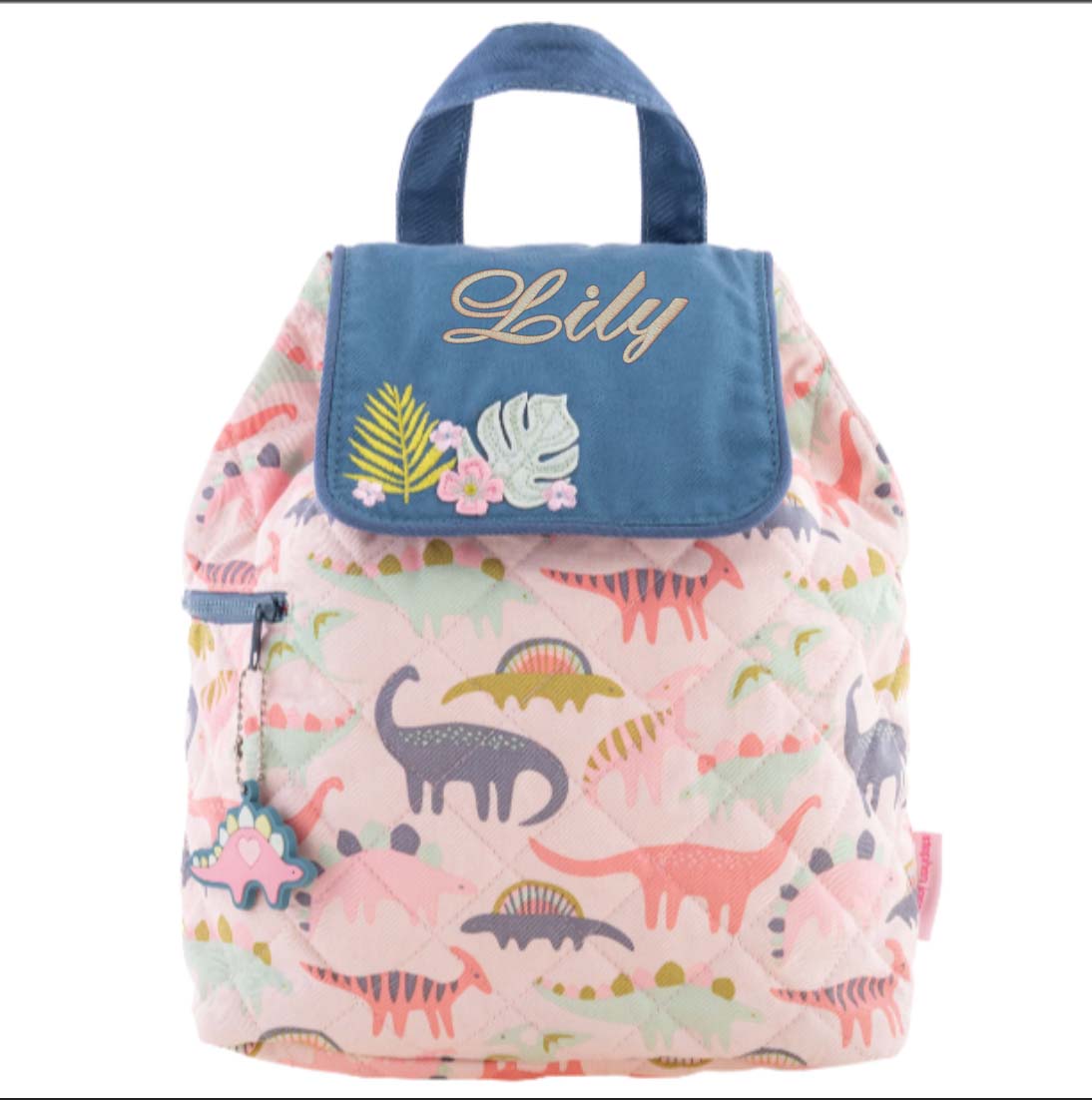 Stephen Joseph Quilted Backpack for Baby, Pink Dinosaur